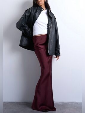 TopShop Women’s Satin Maxi Skirt - Burgundy